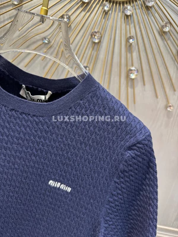 Джемпер Miu синиий из кашемира и шелка - фото 3