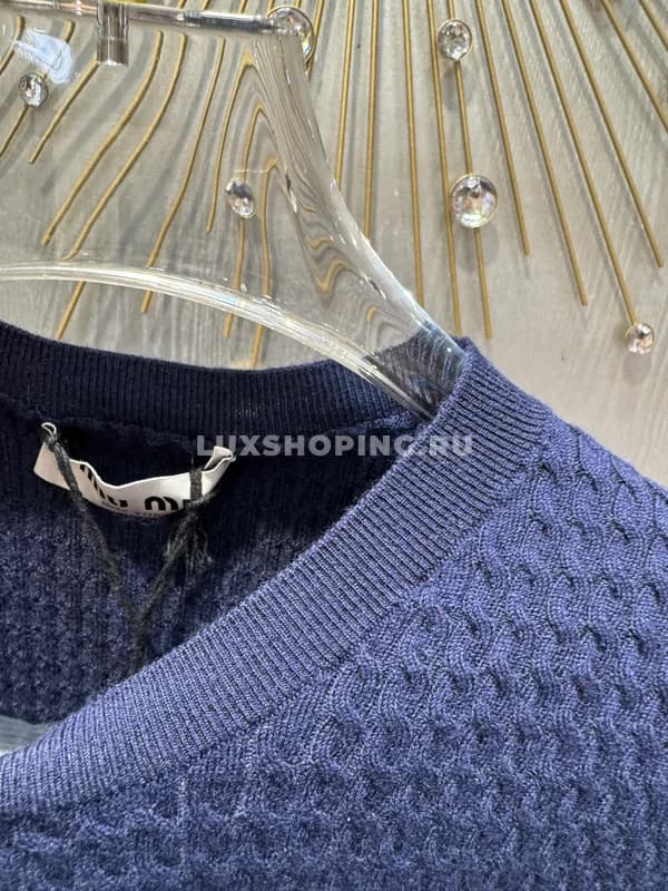 Джемпер Miu синиий из кашемира и шелка - фото 6