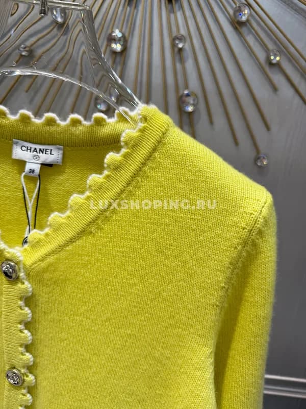 Кардиган Chanel из кашемира лимонный - фото 4