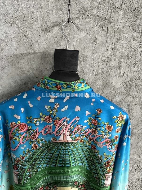 Рубашка шелковая Casablanca с принтом лебедя - фото 5