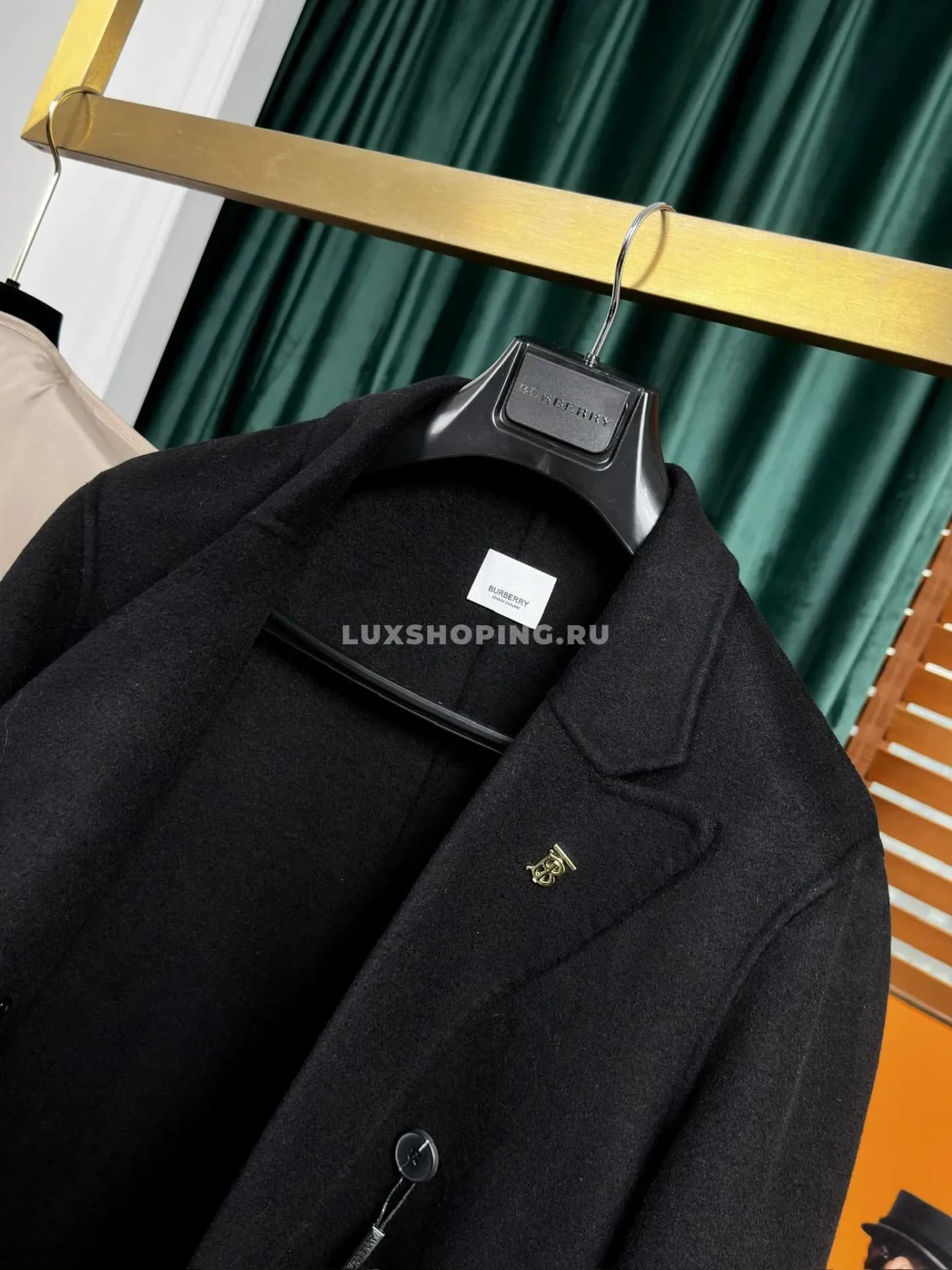 Пальто Burberry c эмблемой черное - фото 3