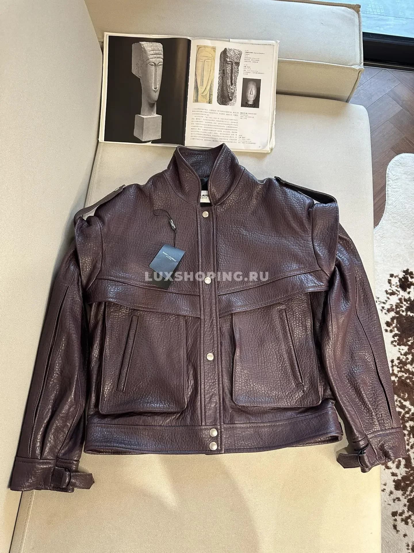 Кожаная куртка YSL бордо - фото 2