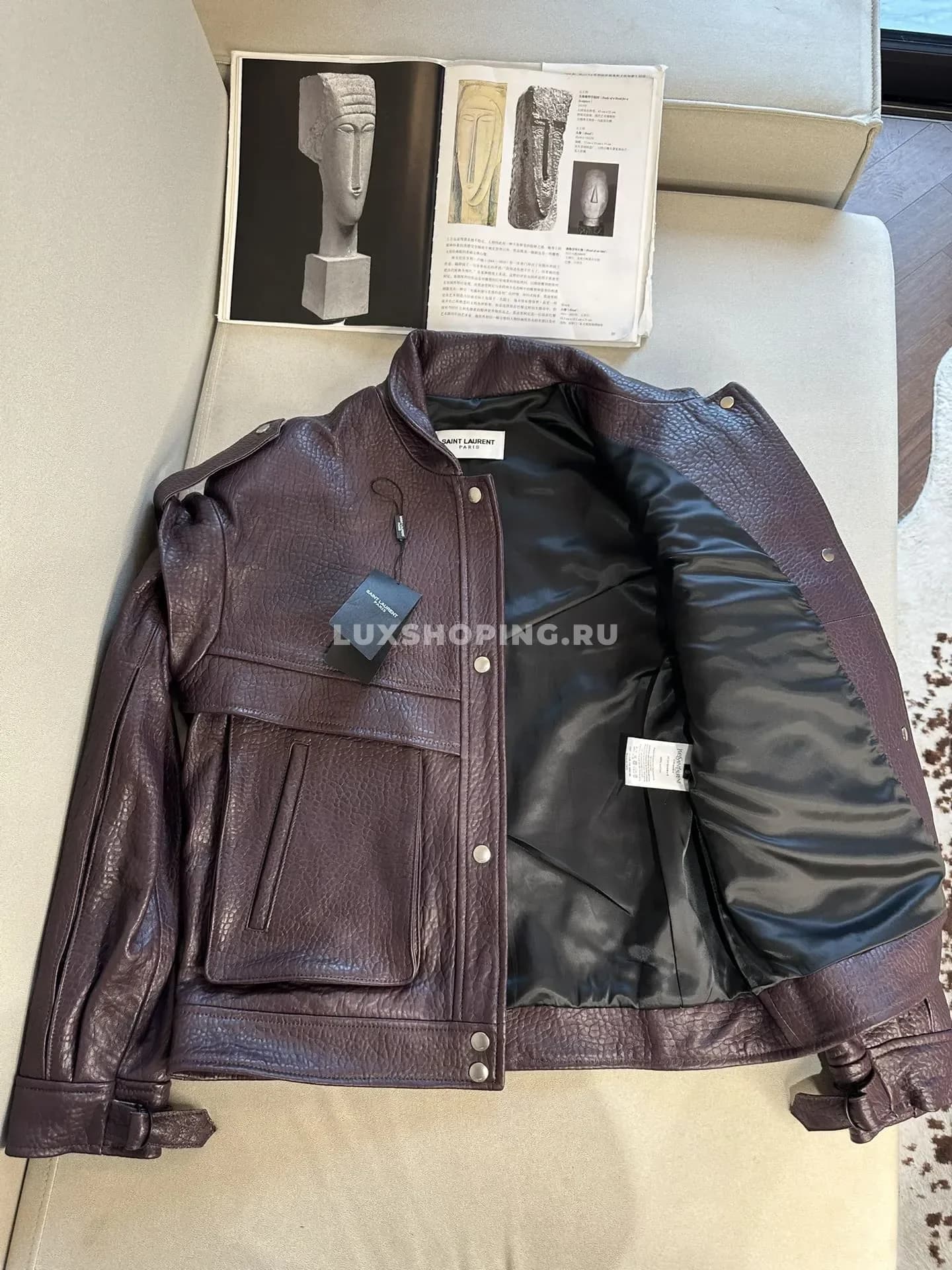 Кожаная куртка YSL бордо - фото 4