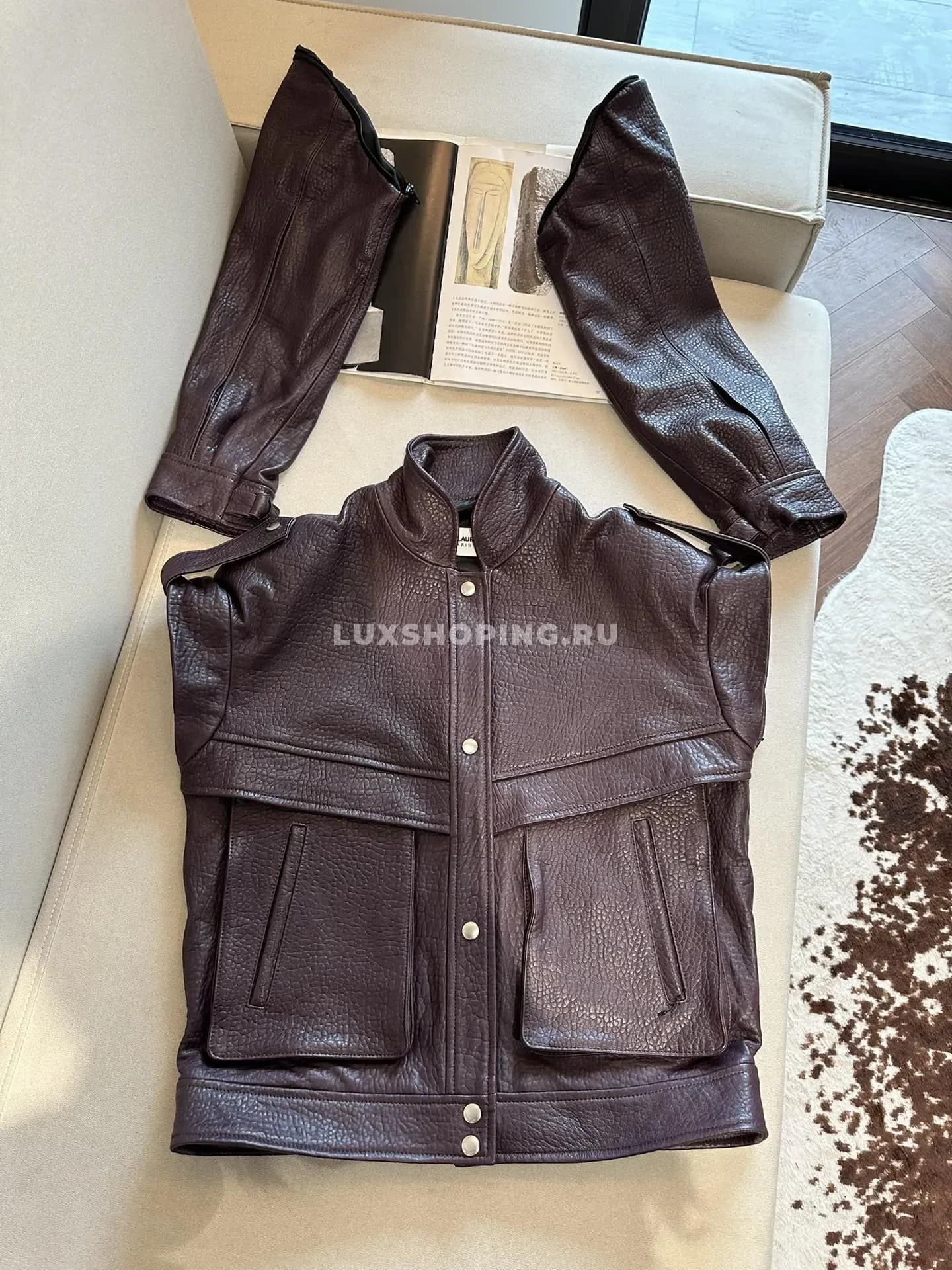 Кожаная куртка YSL бордо - фото 7