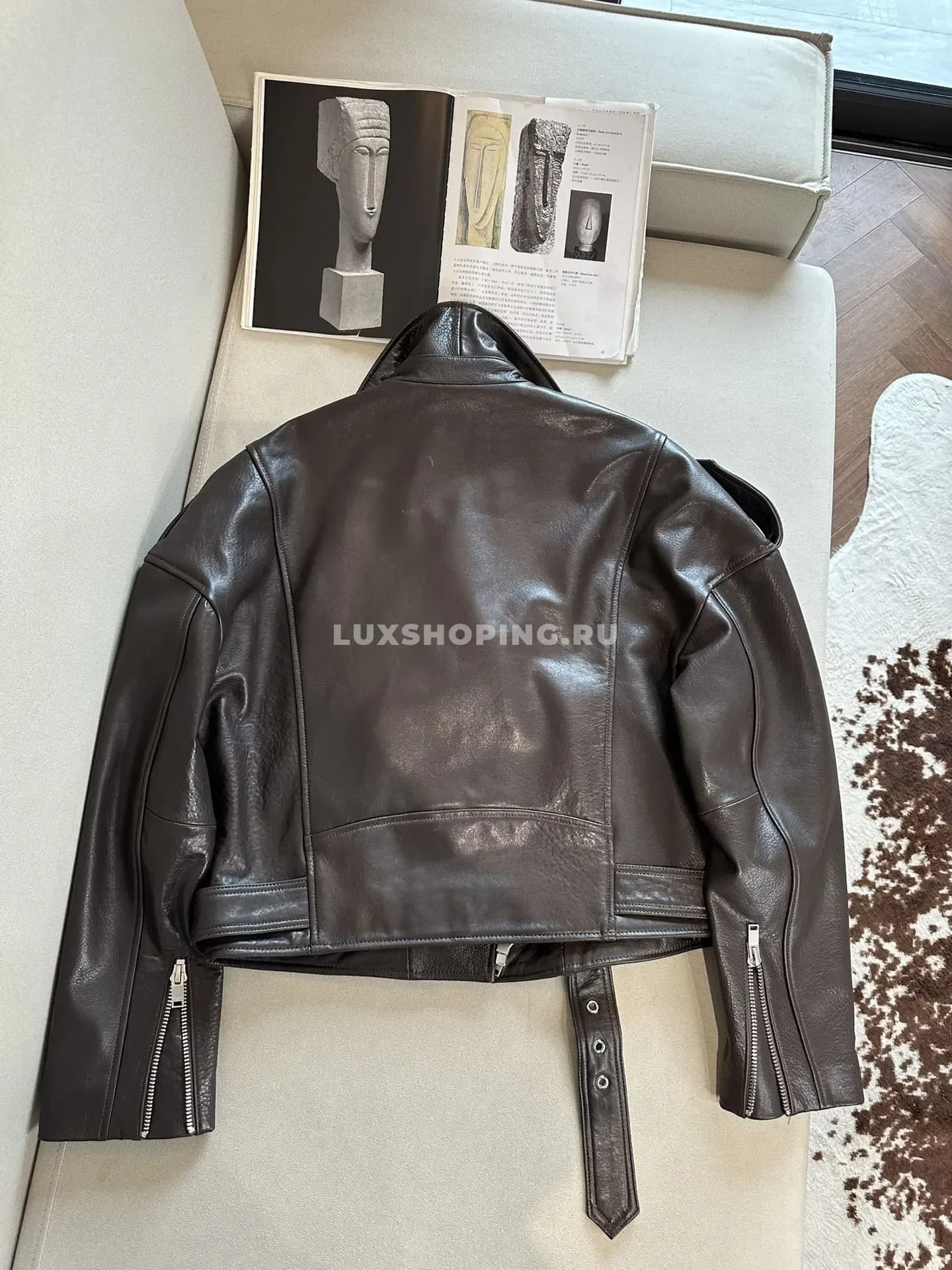 Кожанная куртка косуха YSL черная - фото 3