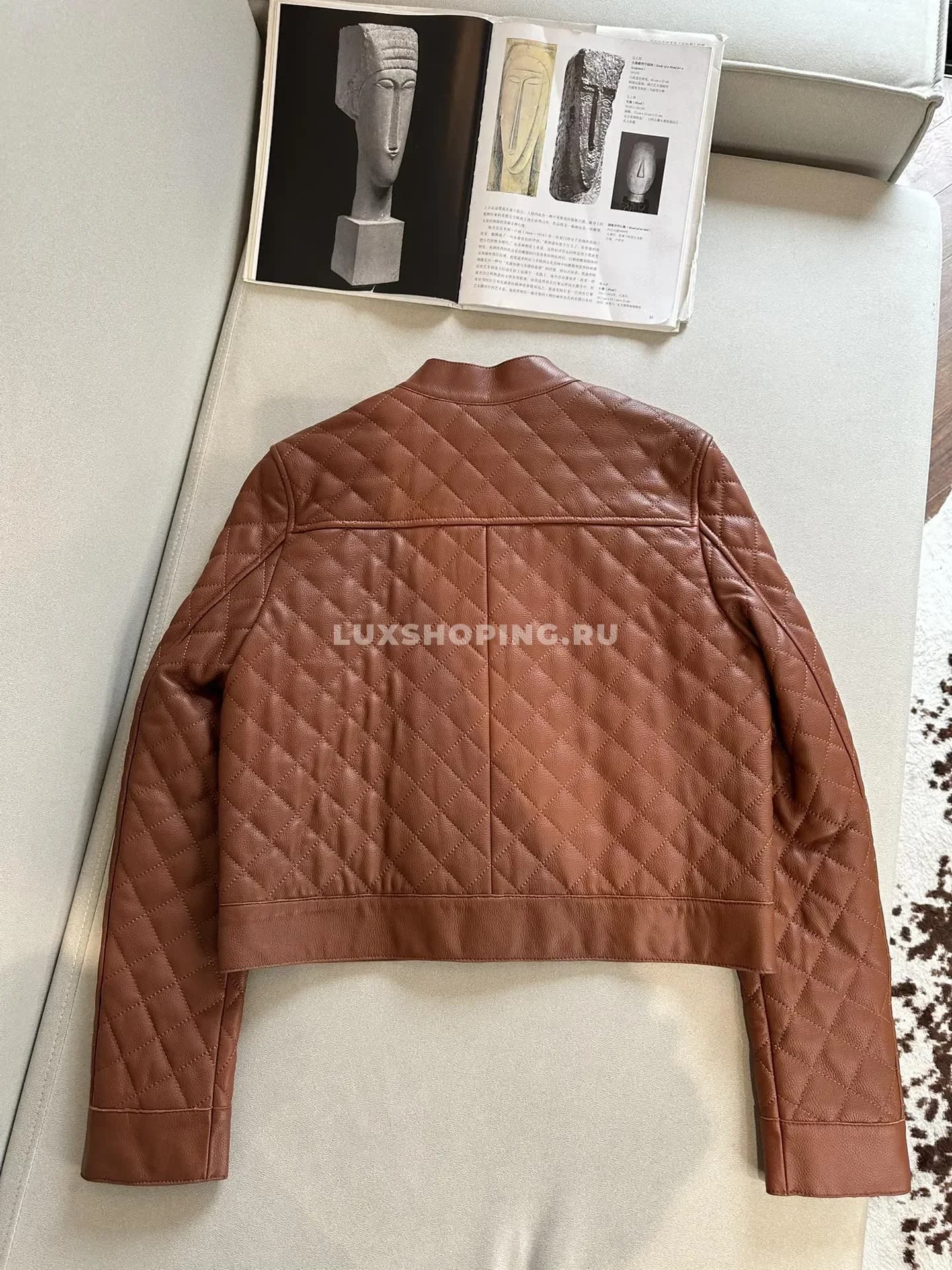 Кожаная куртка Bottega коричневая - фото 2