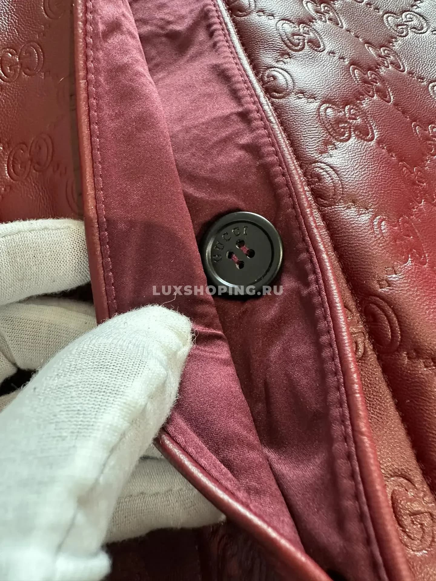 Кожаная куртка Gucci в черном и красном - фото 5