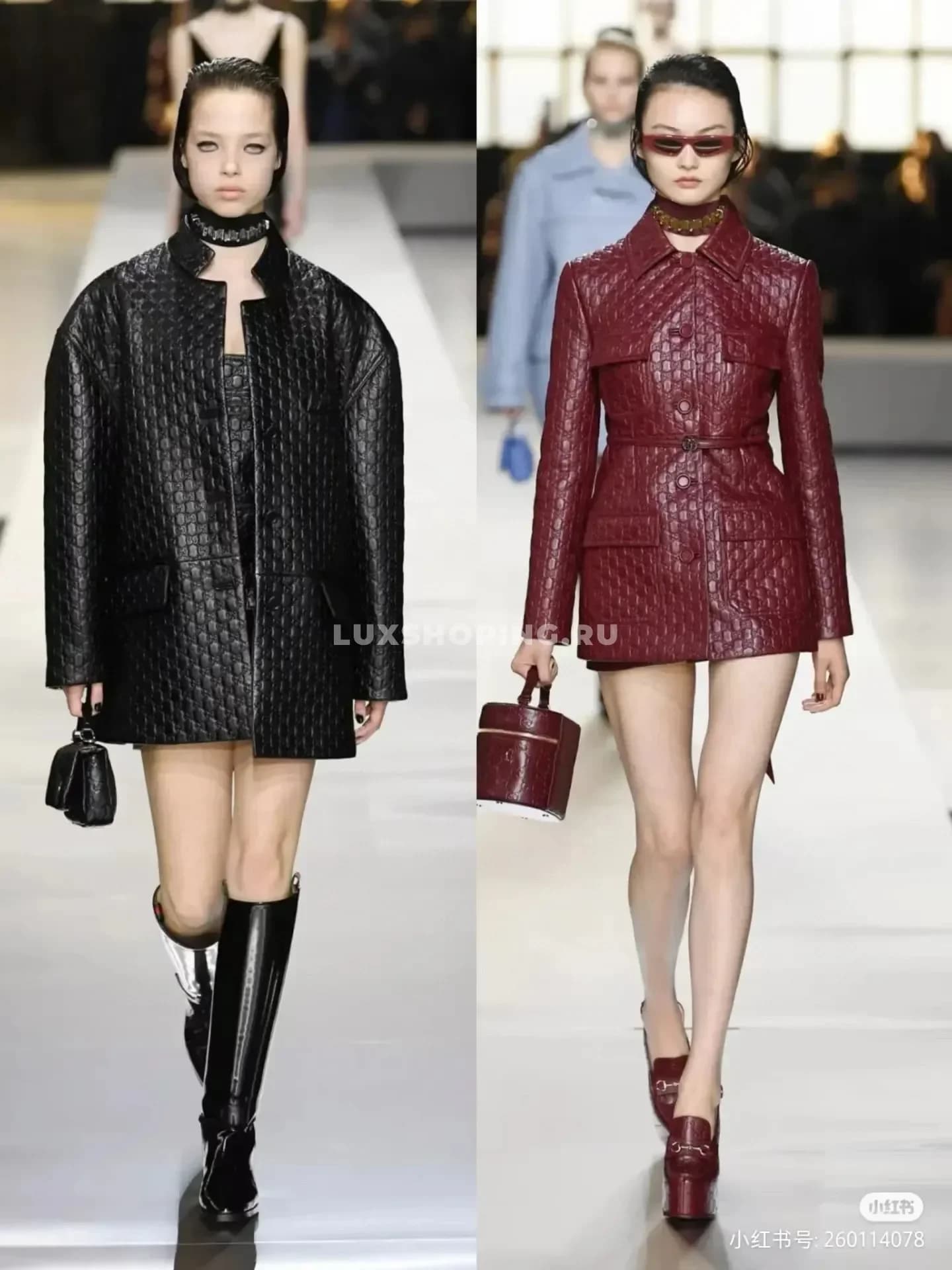 Кожаная куртка Gucci в черном и красном - фото 8