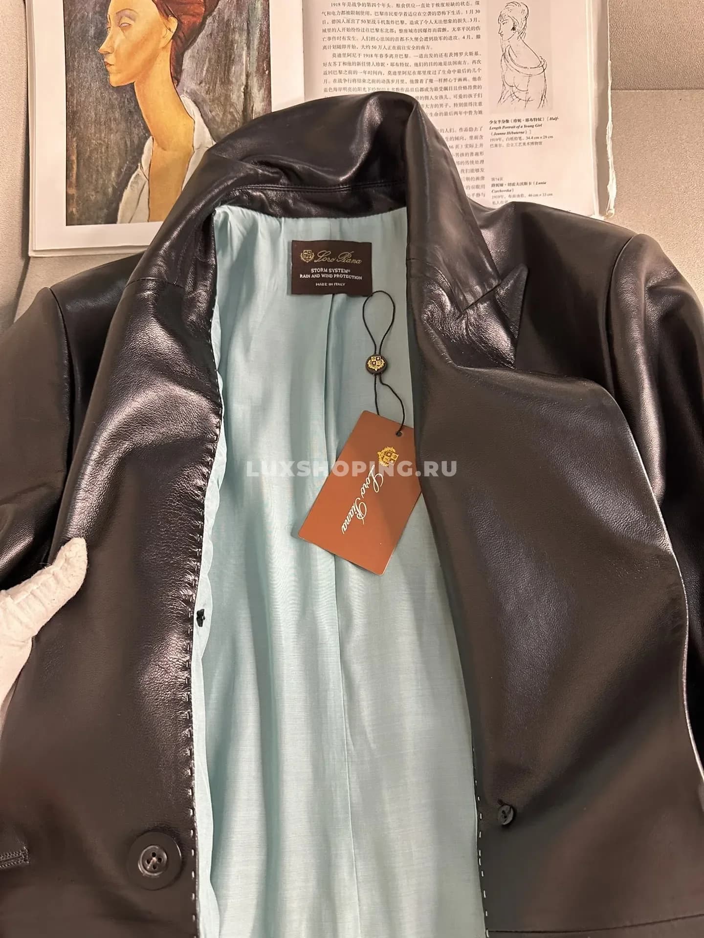 Кожанный плащ Loro Piano черный - фото 6