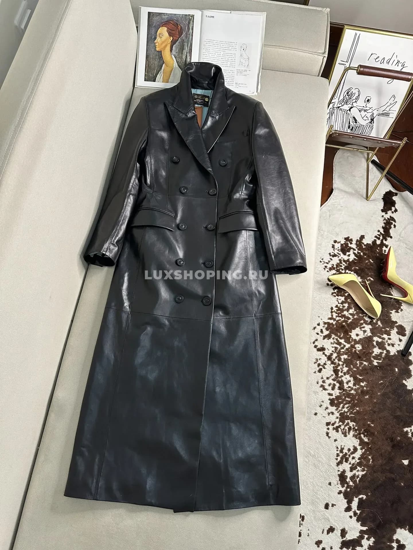 Кожанный плащ Loro Piano черный - фото 7