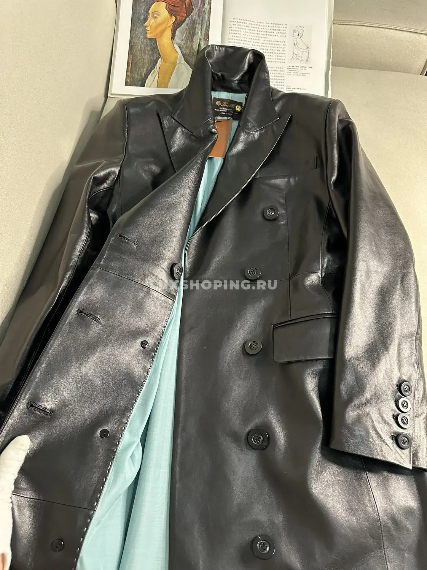 Кожанный плащ Loro Piano черный - фото 8