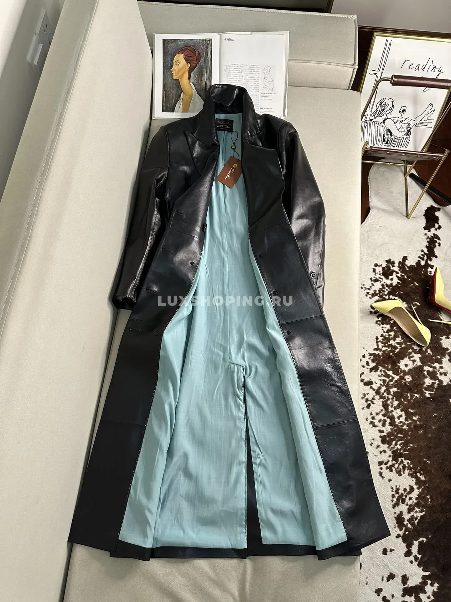 Кожанный плащ Loro Piano черный - фото 9