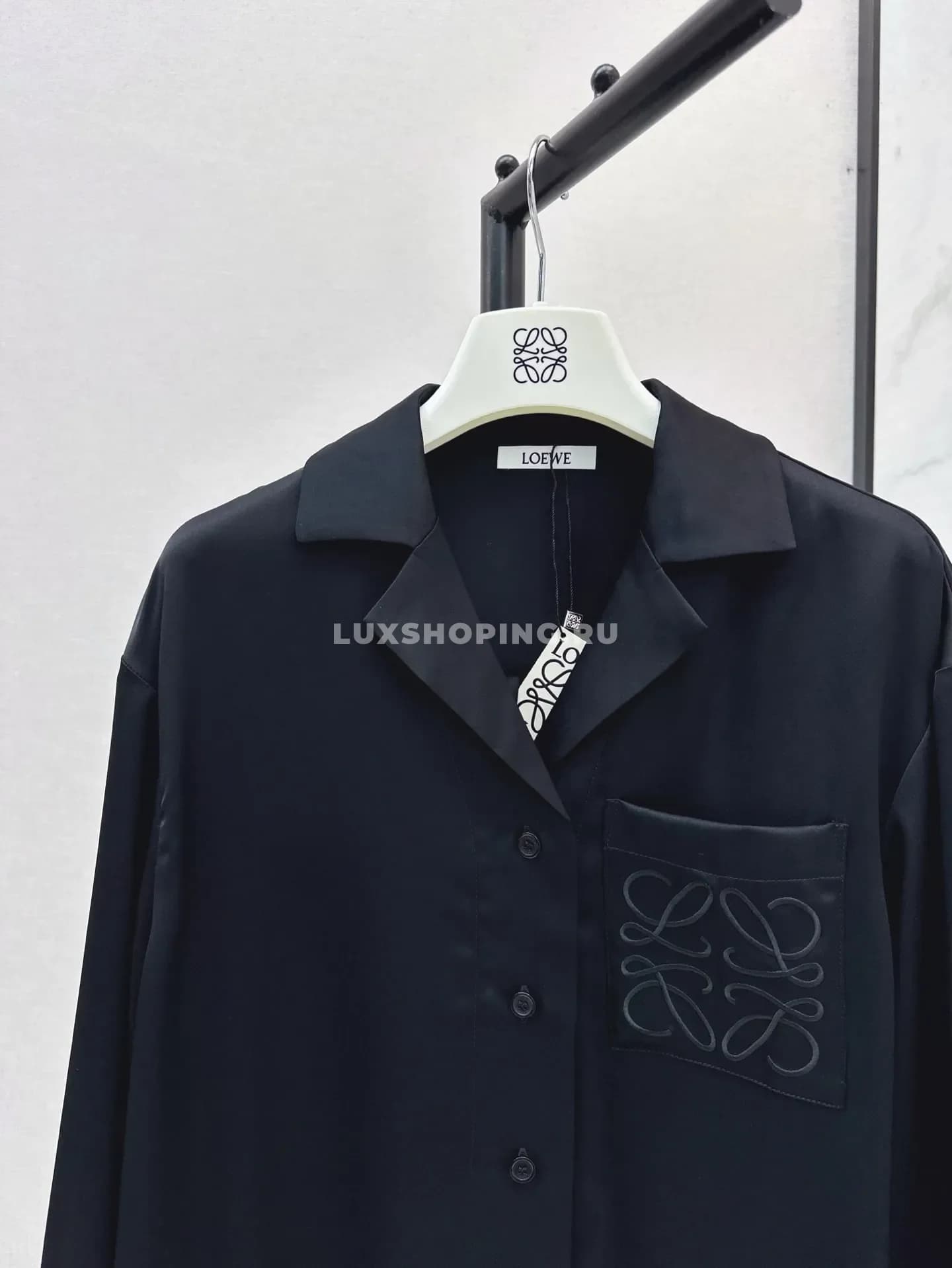 Рубашка Loewe черная с вышивкой - фото 5