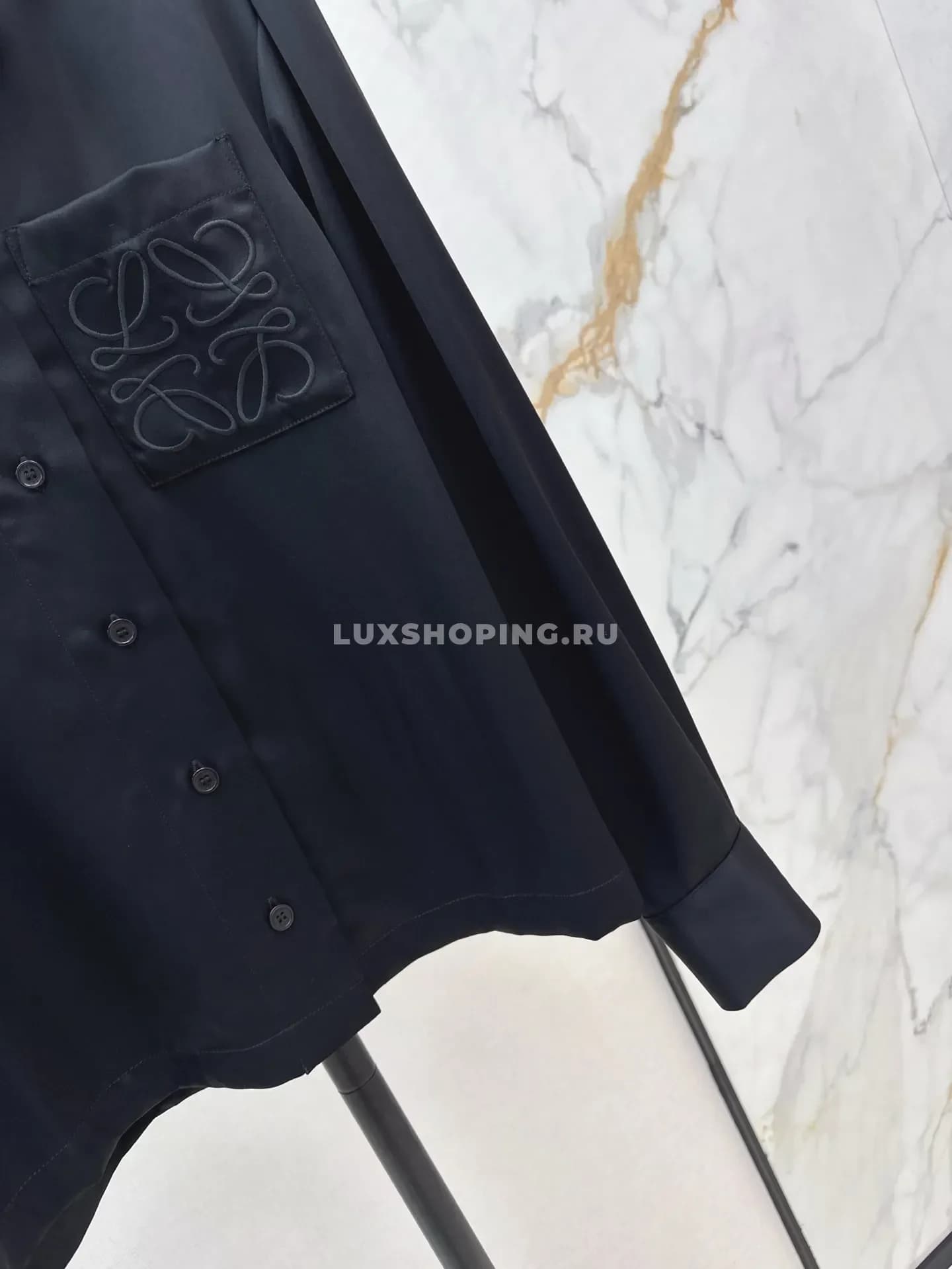 Рубашка Loewe черная с вышивкой - фото 7