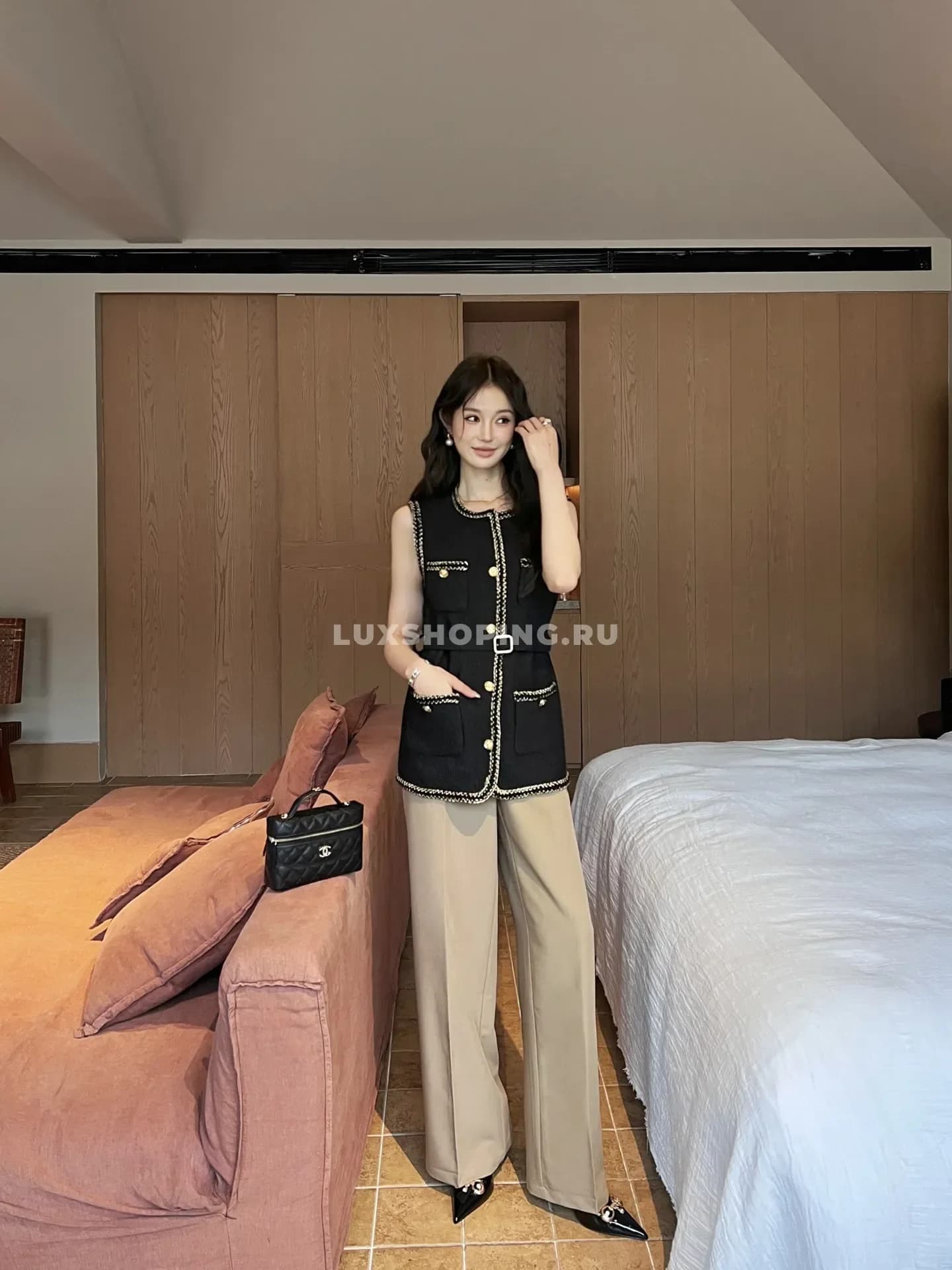 Вязанная жилетка Chanel черная - фото 7