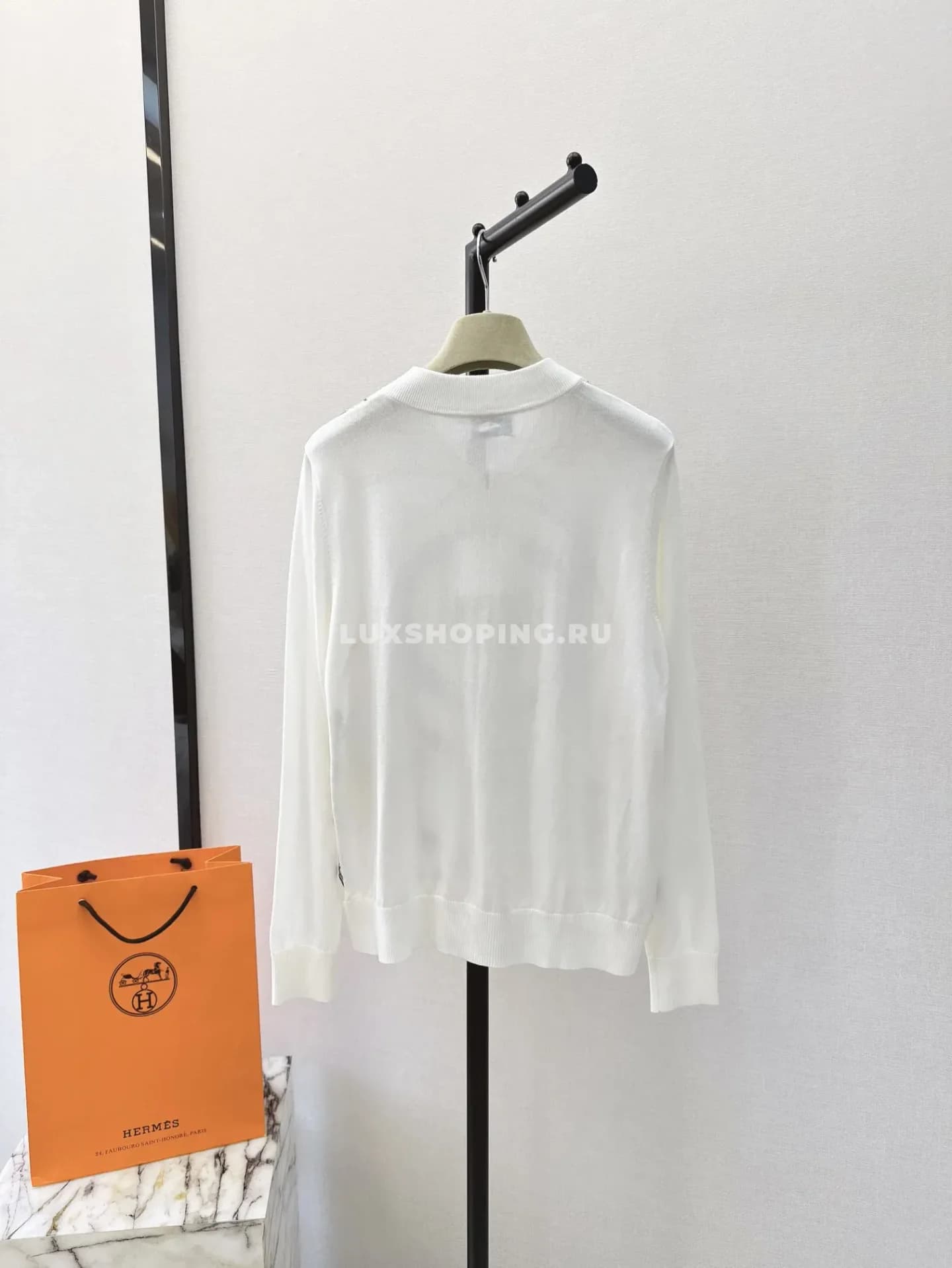 Тонкий кардиган Hermes белый - фото 4