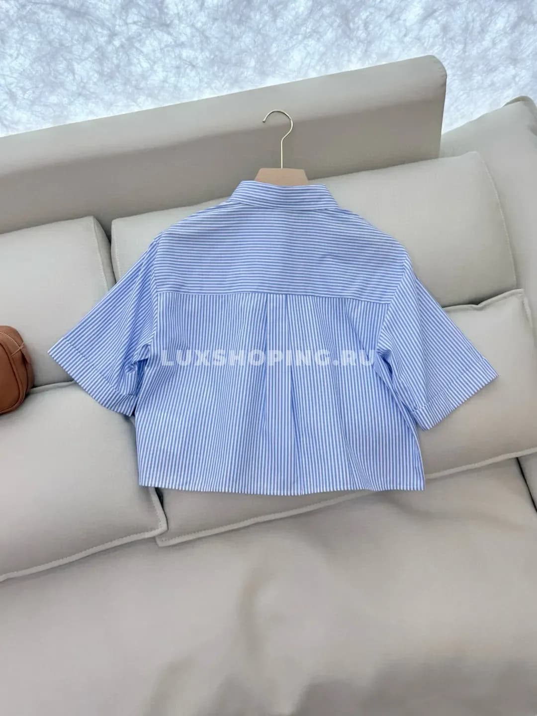 Рубашка с короткими рукавами и золотыми пуговицами, сине-белая полоска - фото 4