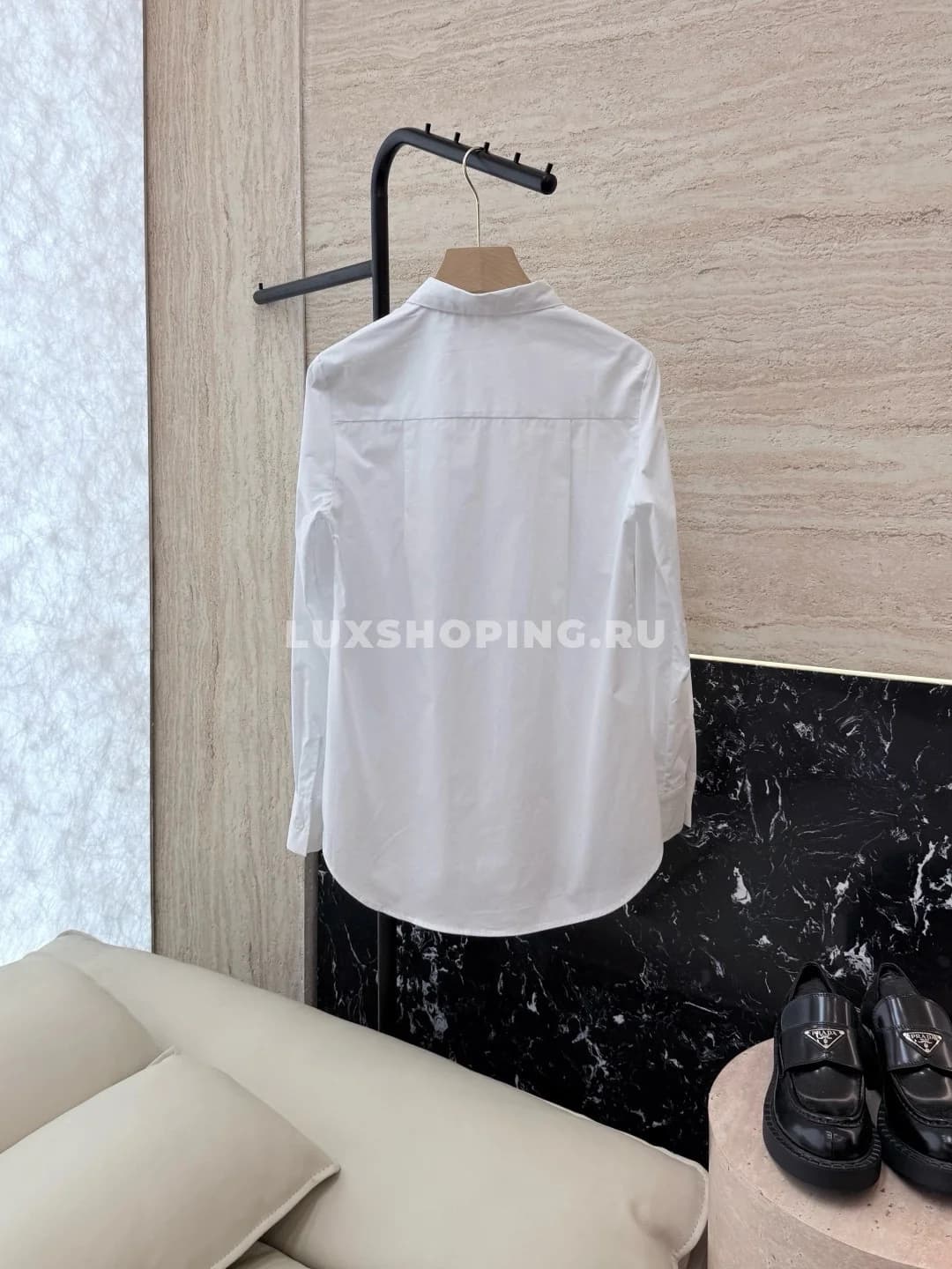 Хлопковая рубашка с воротником THOM BROWNE, белая - фото 2