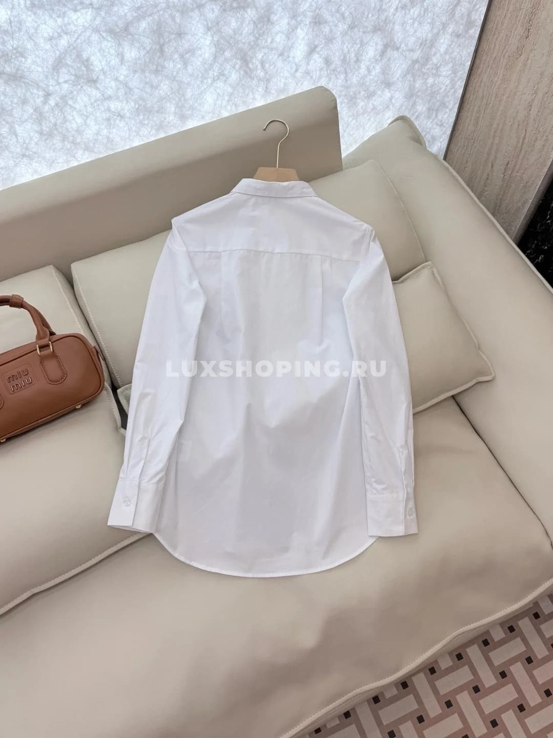 Хлопковая рубашка с воротником THOM BROWNE, белая - фото 4