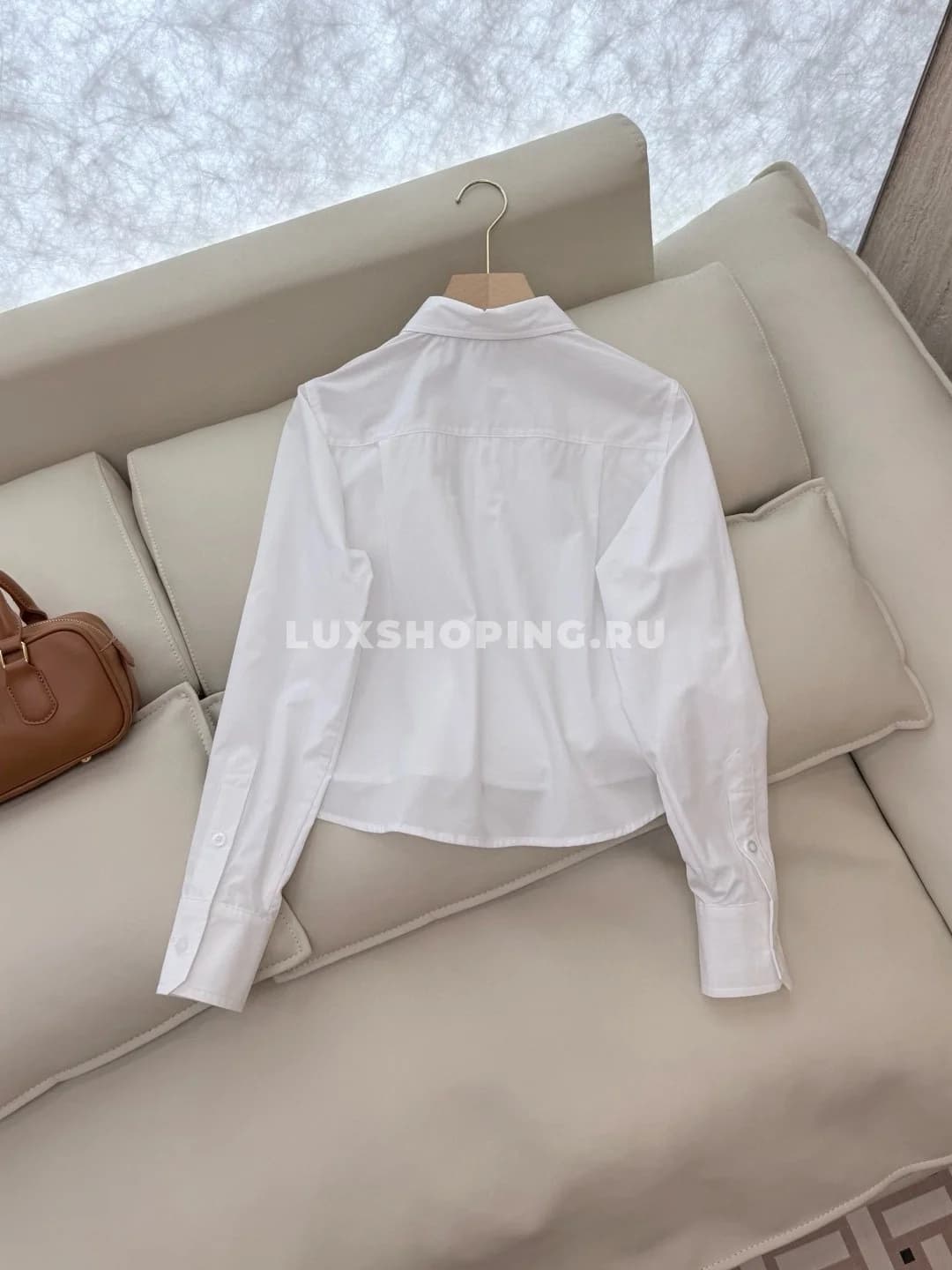 Рубашка с длинными рукавами в красную и черную полоску, белая - фото 4