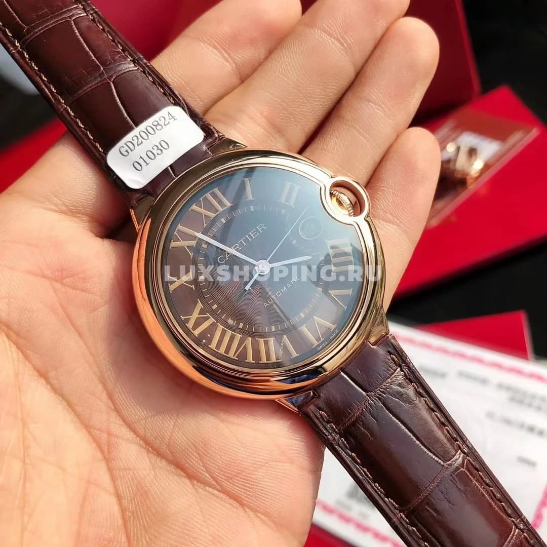 Часы Cartier Ballon Bleu 42mm коричневые покрытые золотом 18 карат - фото 9