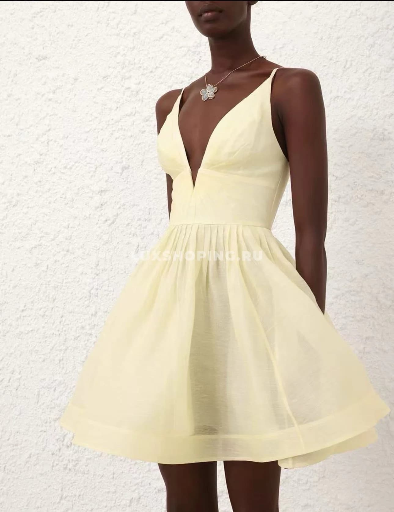 ZIMMERMANN платье мини с v-образным вырезом illuminate, лимонное - фото 3