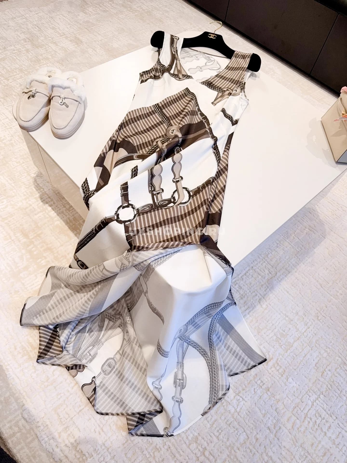 Платье из шелка Hermes Coaching Remix - фото 6