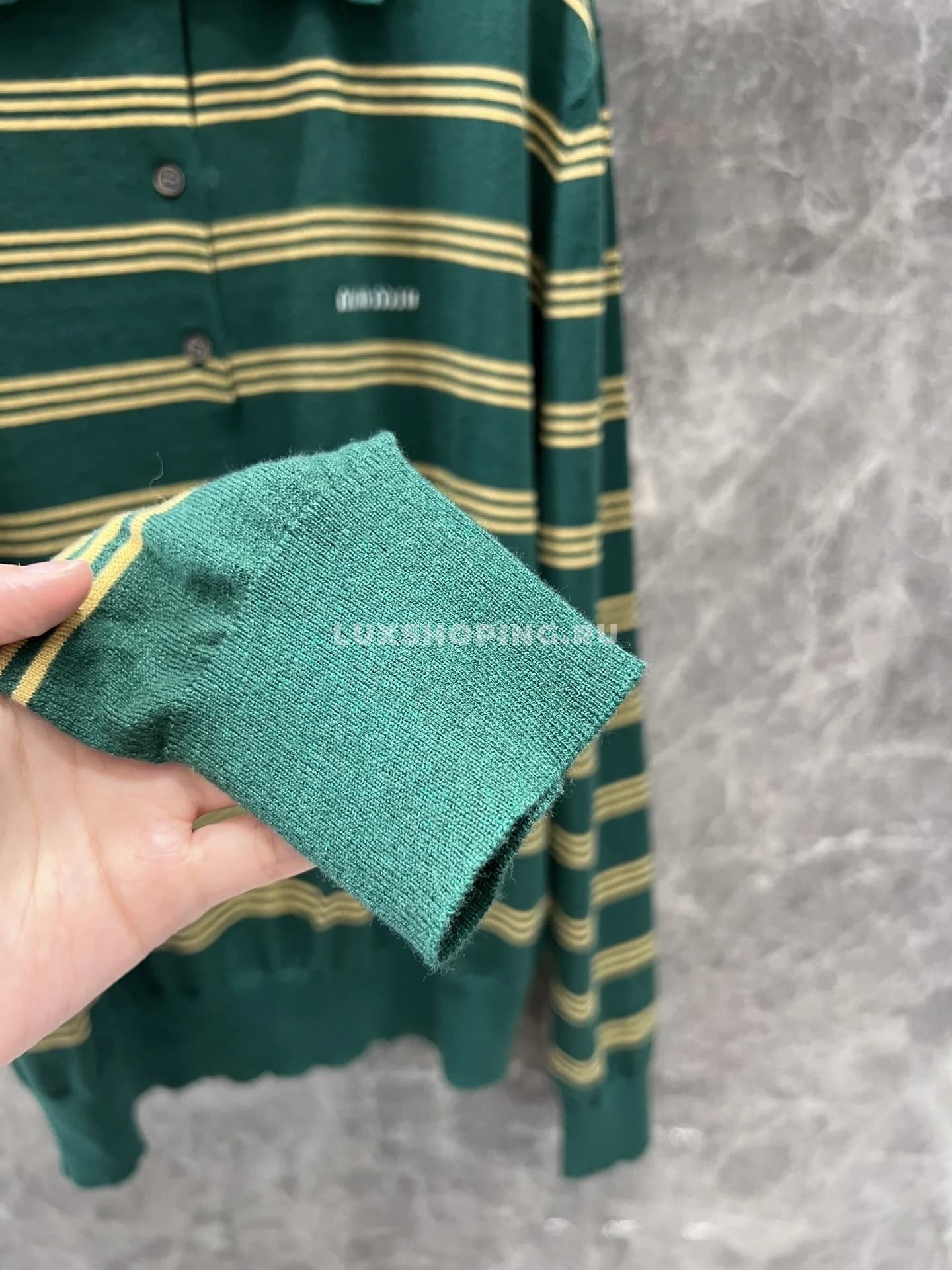 Лонгслив Miu в полоску зеленый - фото 2