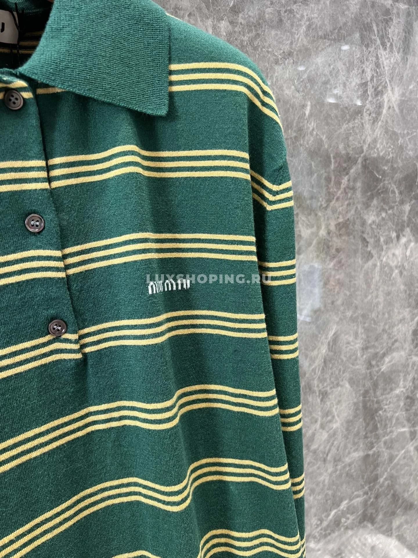 Лонгслив Miu в полоску зеленый - фото 4