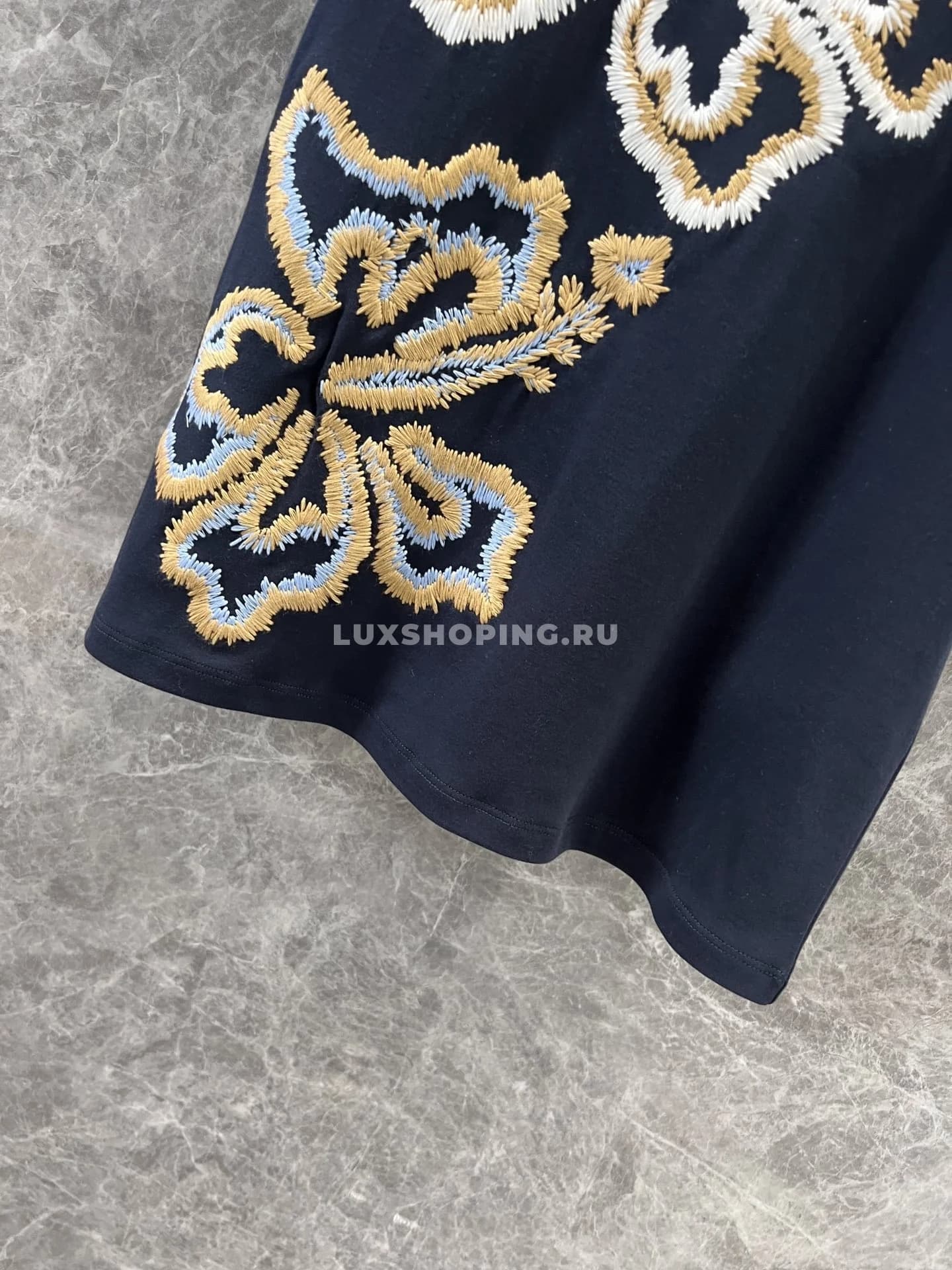 Футболка Max Mara с вышивкой, синяя - фото 2