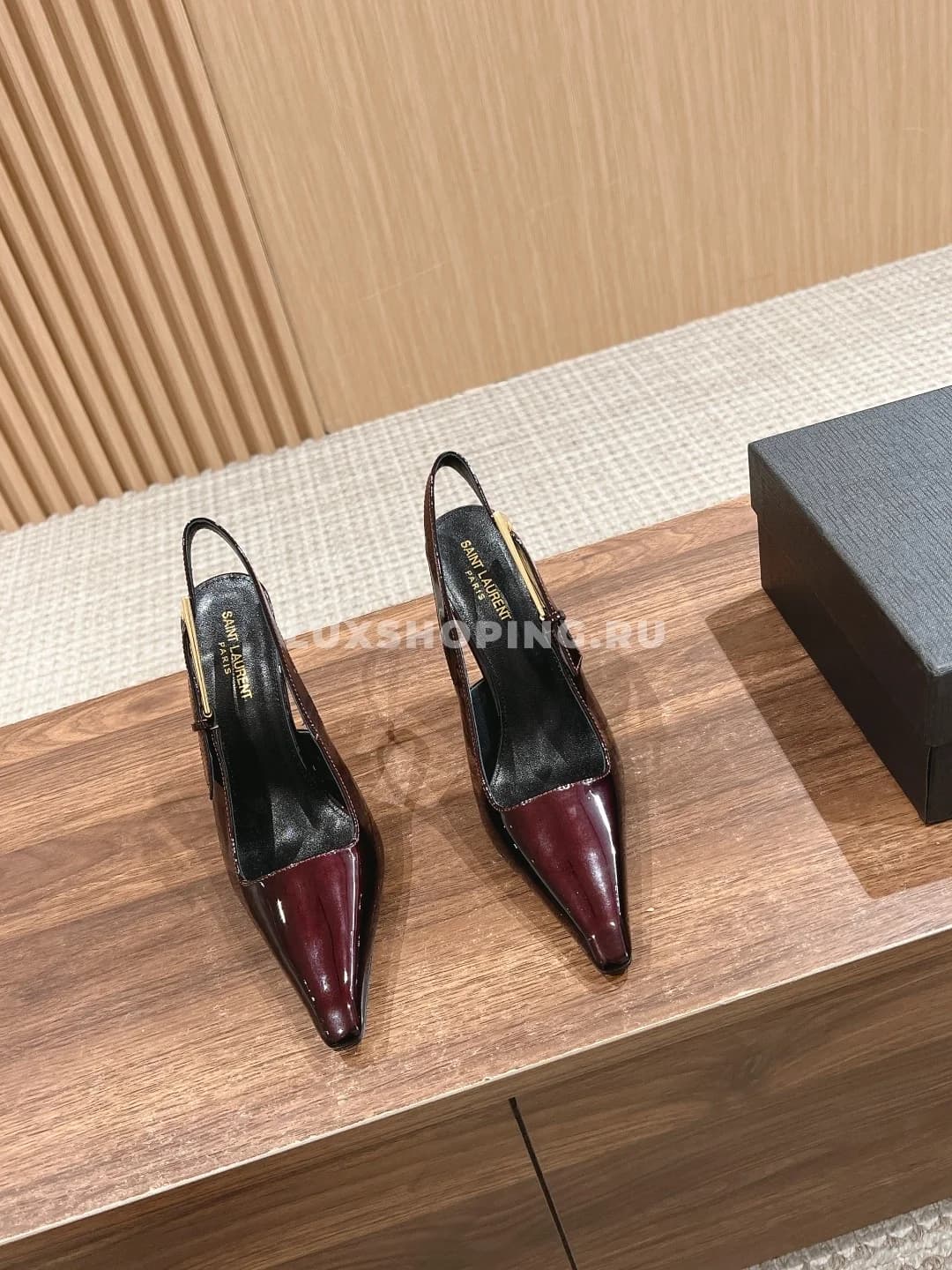 Туфли YSL на высоком каблуке бордо - фото 2