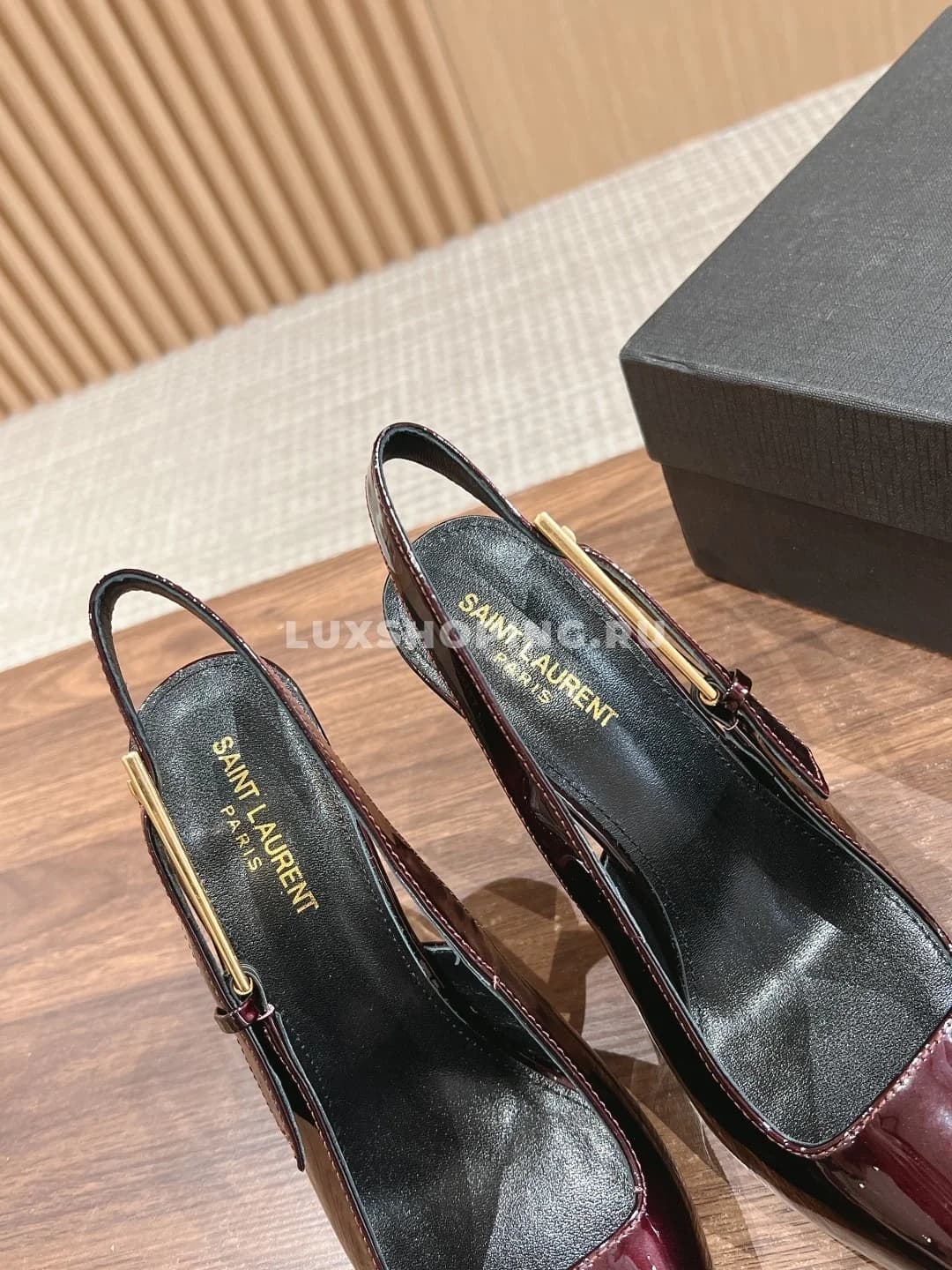 Туфли YSL на высоком каблуке бордо - фото 6