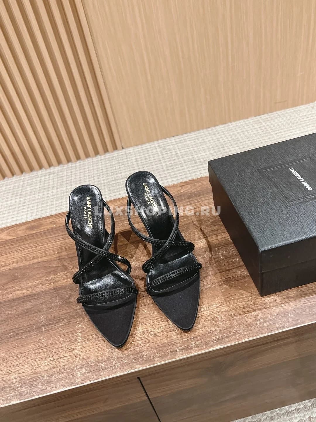 Открытие туфли YSL на высоком каблуке черные - фото 5