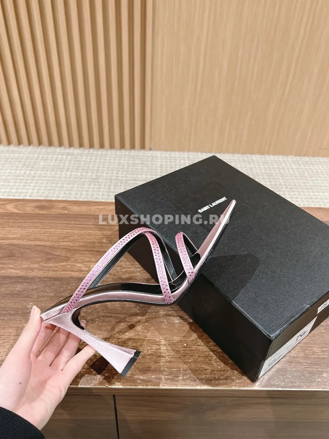 Открытие туфли YSL на высоком каблуке фиолетовые - фото 2