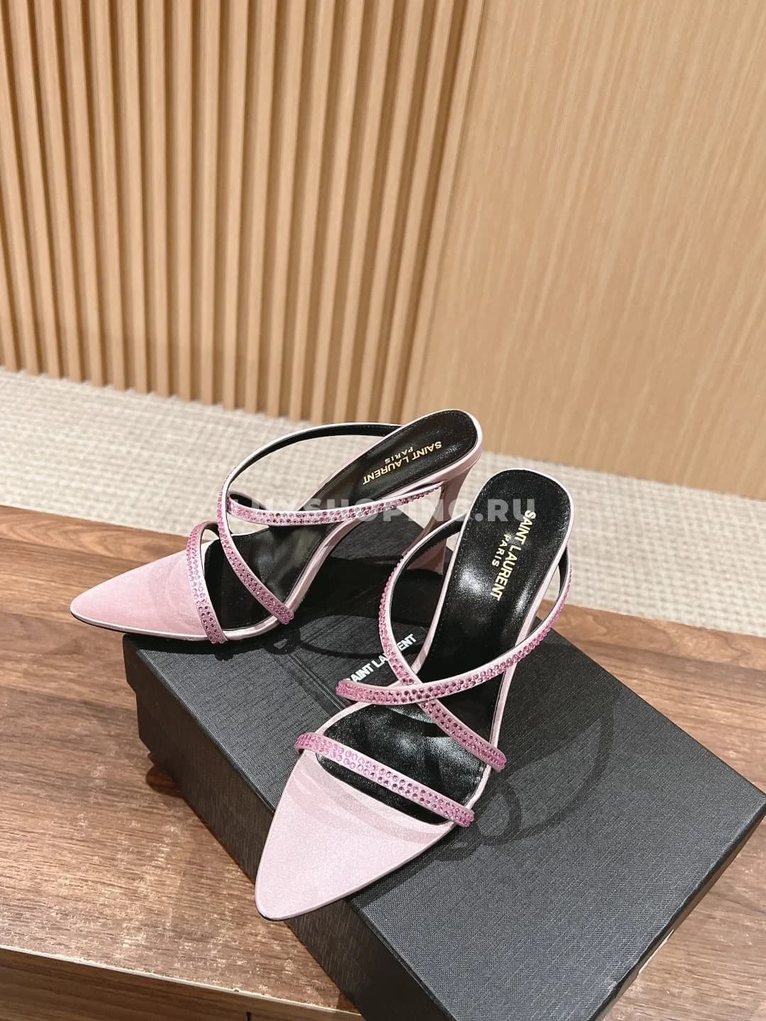 Открытие туфли YSL на высоком каблуке фиолетовые - фото 4