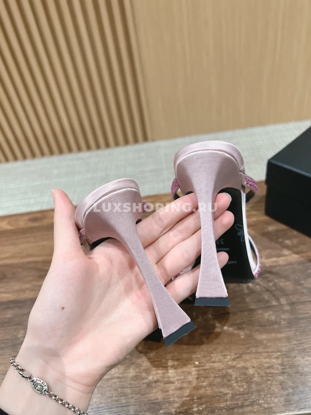 Открытие туфли YSL на высоком каблуке фиолетовые - фото 7