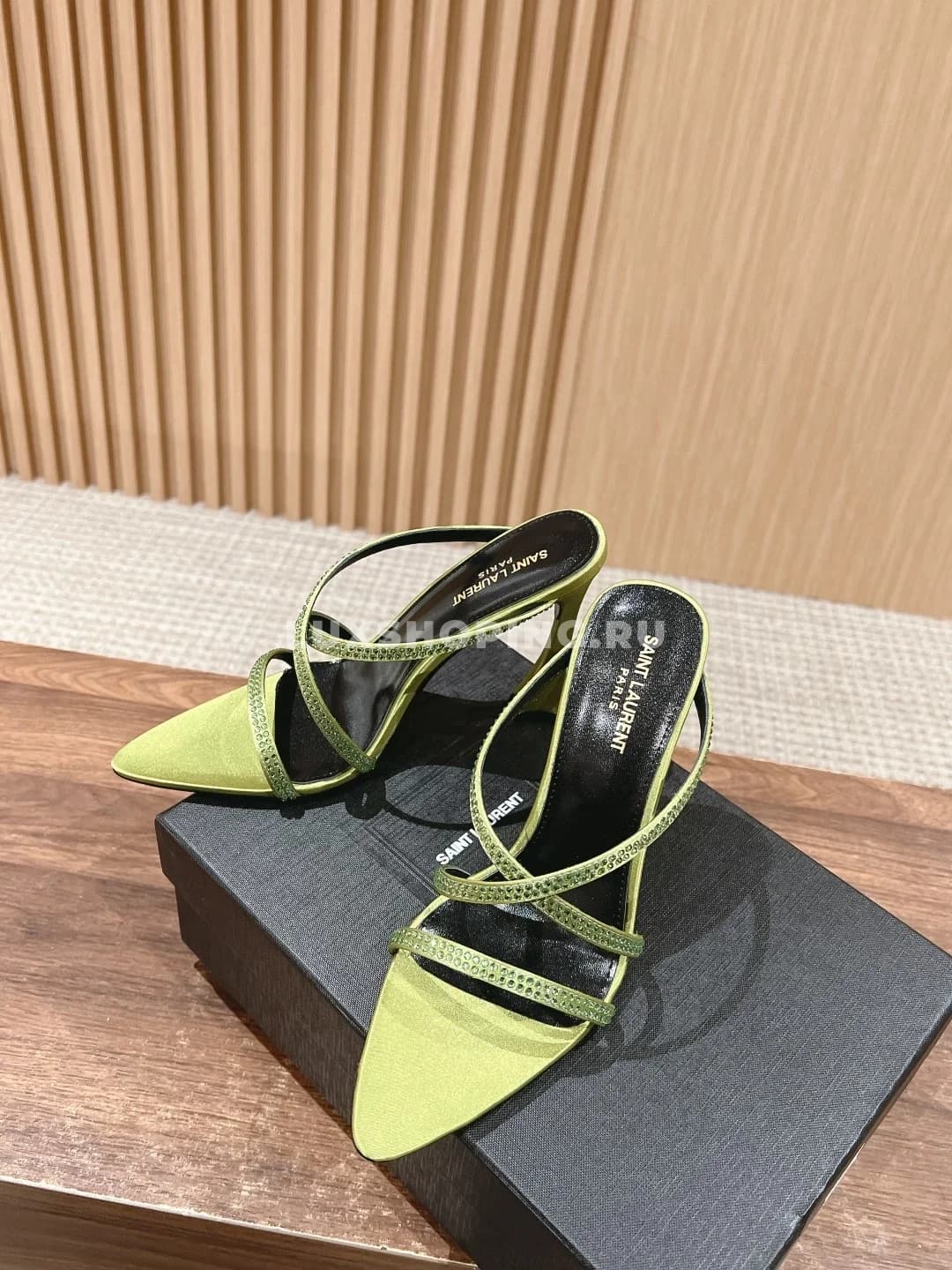 Открытие туфли YSL на высоком каблуке зеленые - фото 2