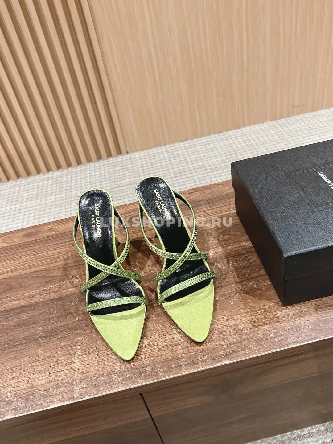 Открытие туфли YSL на высоком каблуке зеленые - фото 4