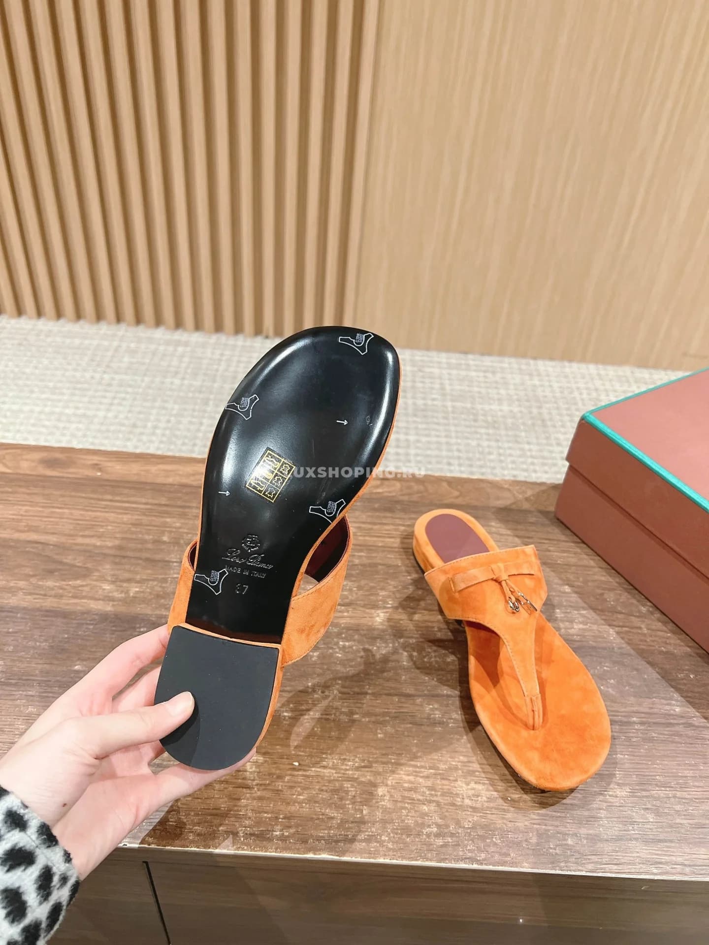 Шлепаны Loro Piano оранжевые - фото 7