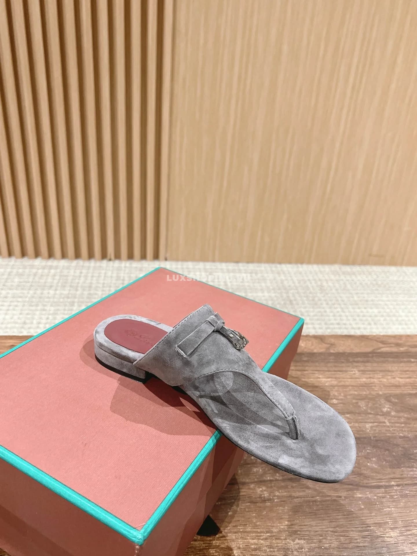 Шлепаны Loro Piano темно серые - фото 2