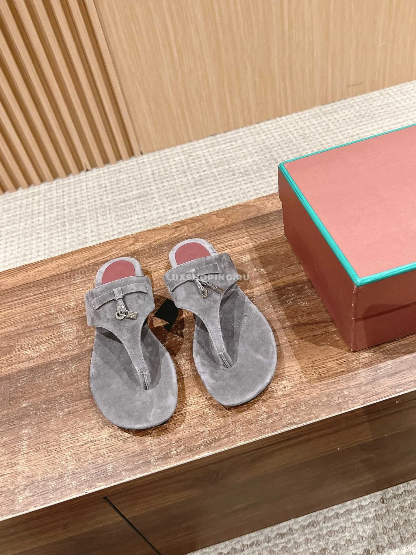 Шлепаны Loro Piano темно серые - фото 5