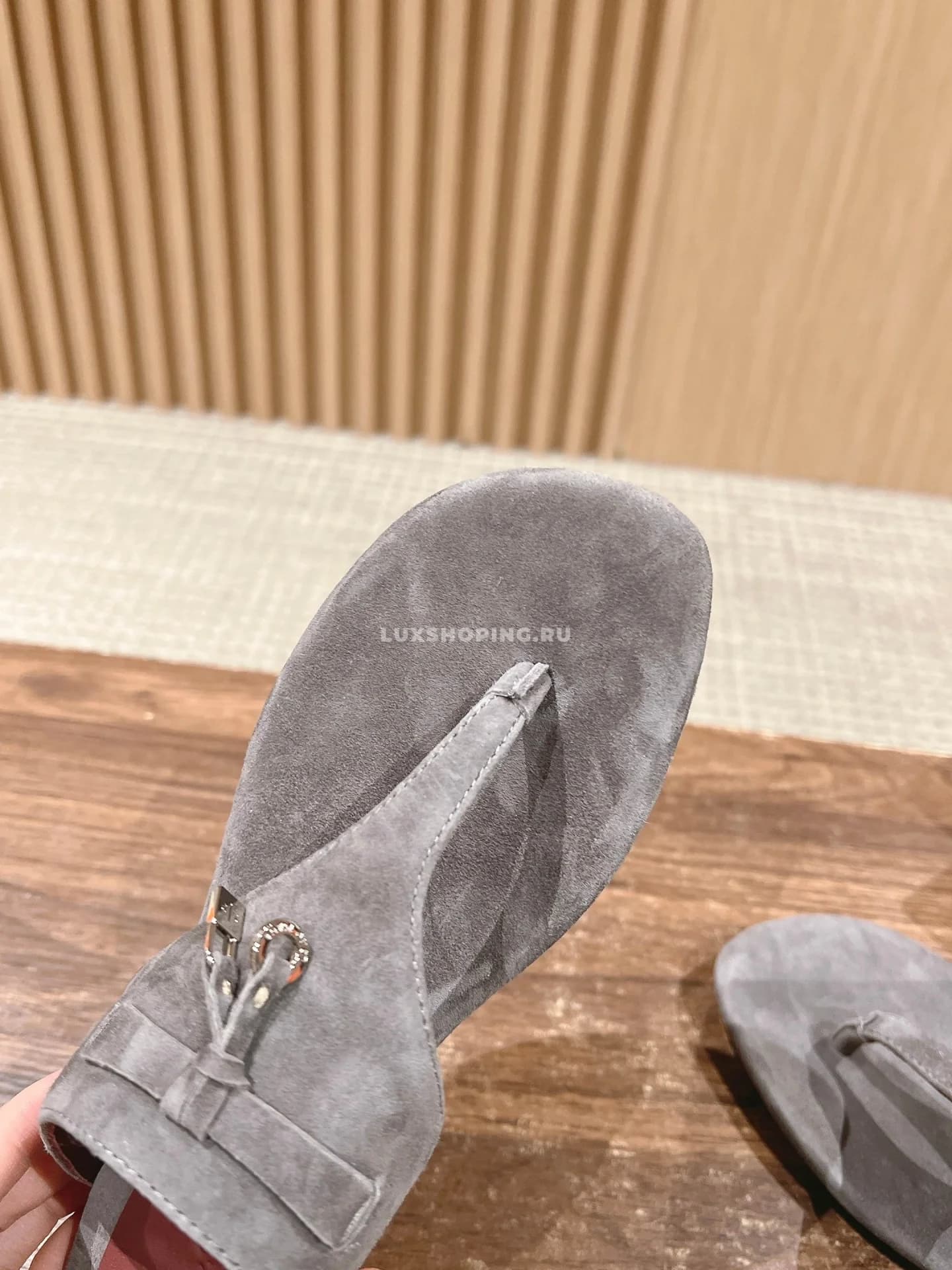Шлепаны Loro Piano темно серые - фото 6
