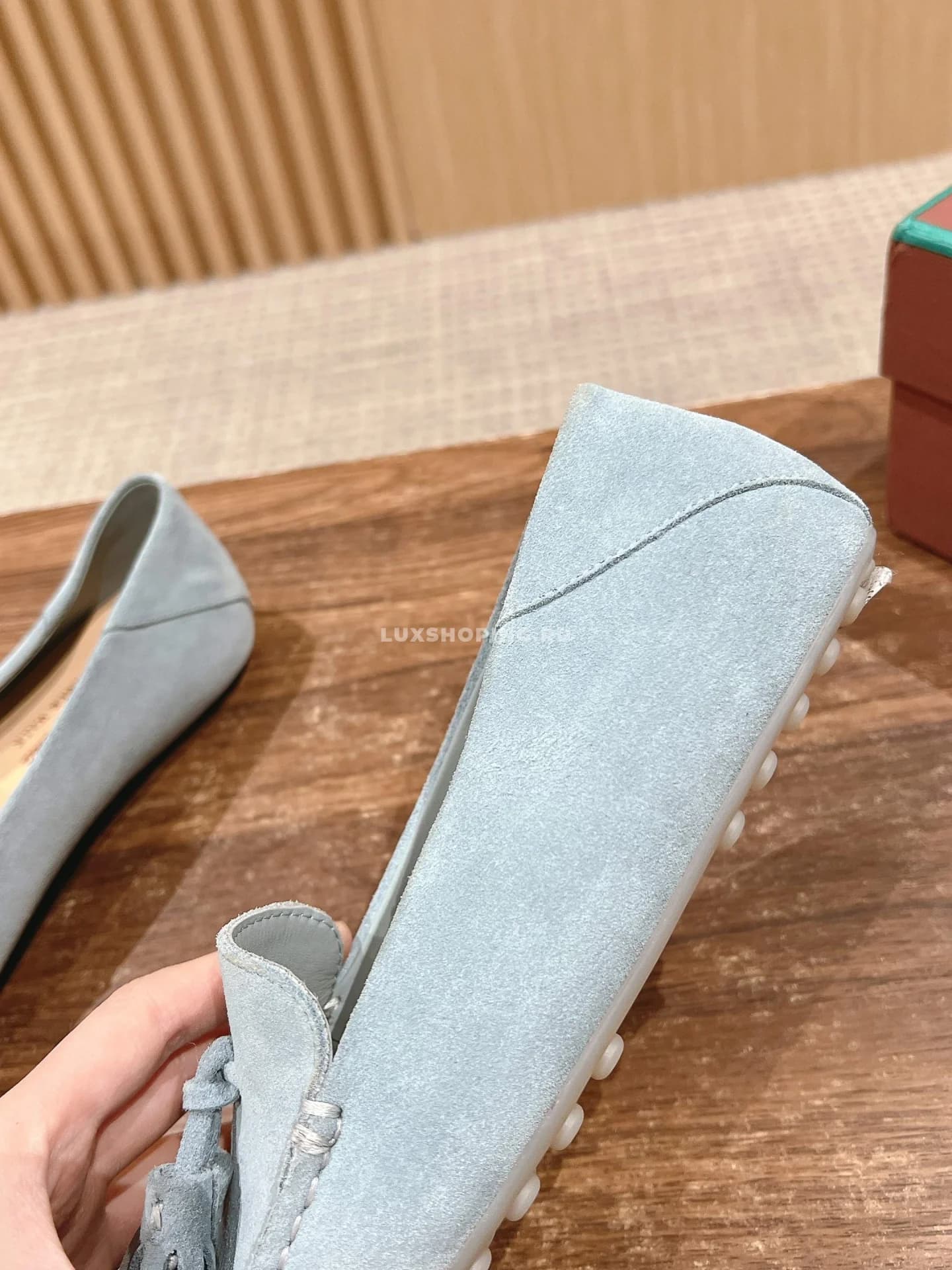 Мокасины замшевые с кисточками Loro Piana голубые - фото 5