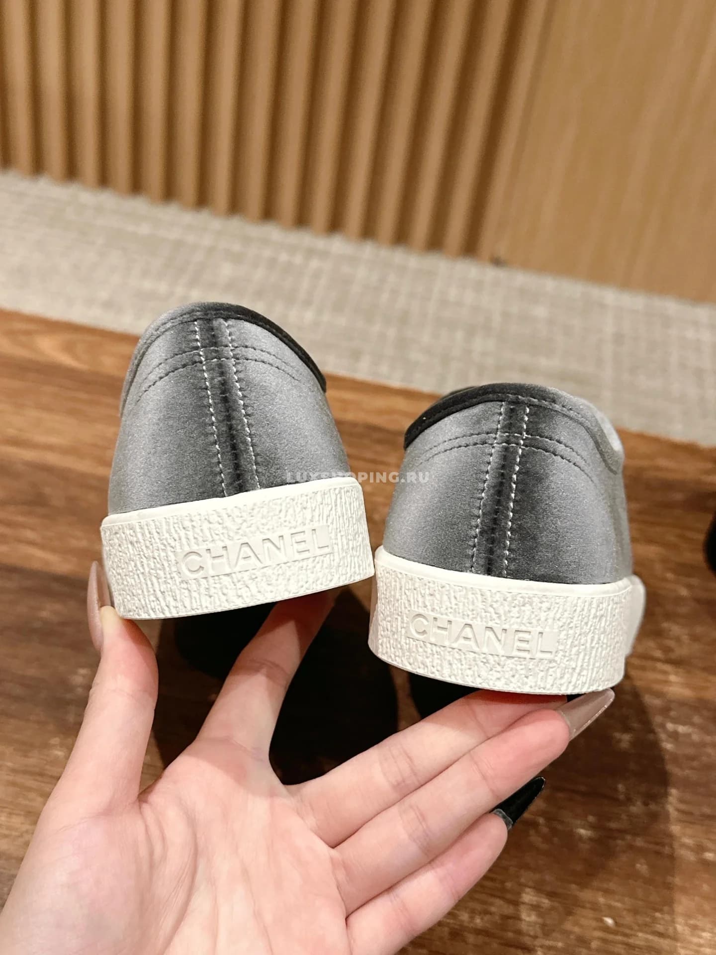 Кеды Chanel в ретро-стиле серые - фото 5