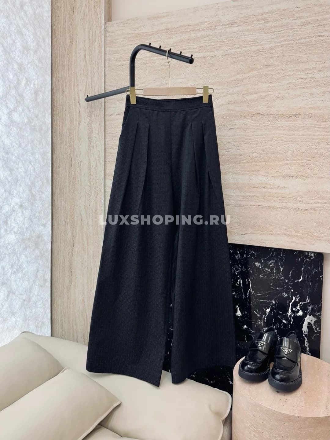 Hermes Home Широкие брюки с буквенным принтом Черные - фото 2