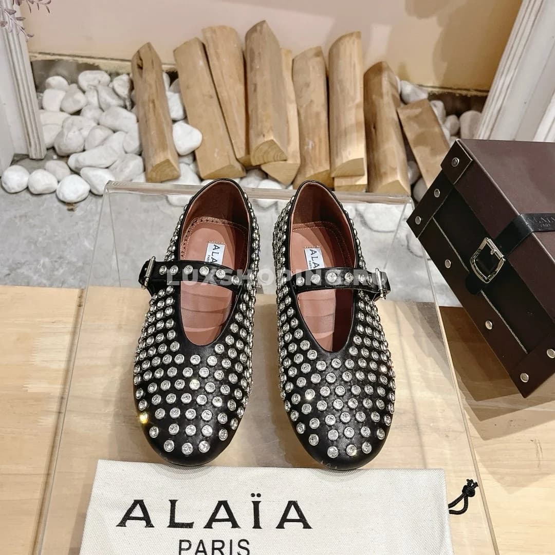 Балетки ALAÏA Crystal-Embellished черные - фото 2