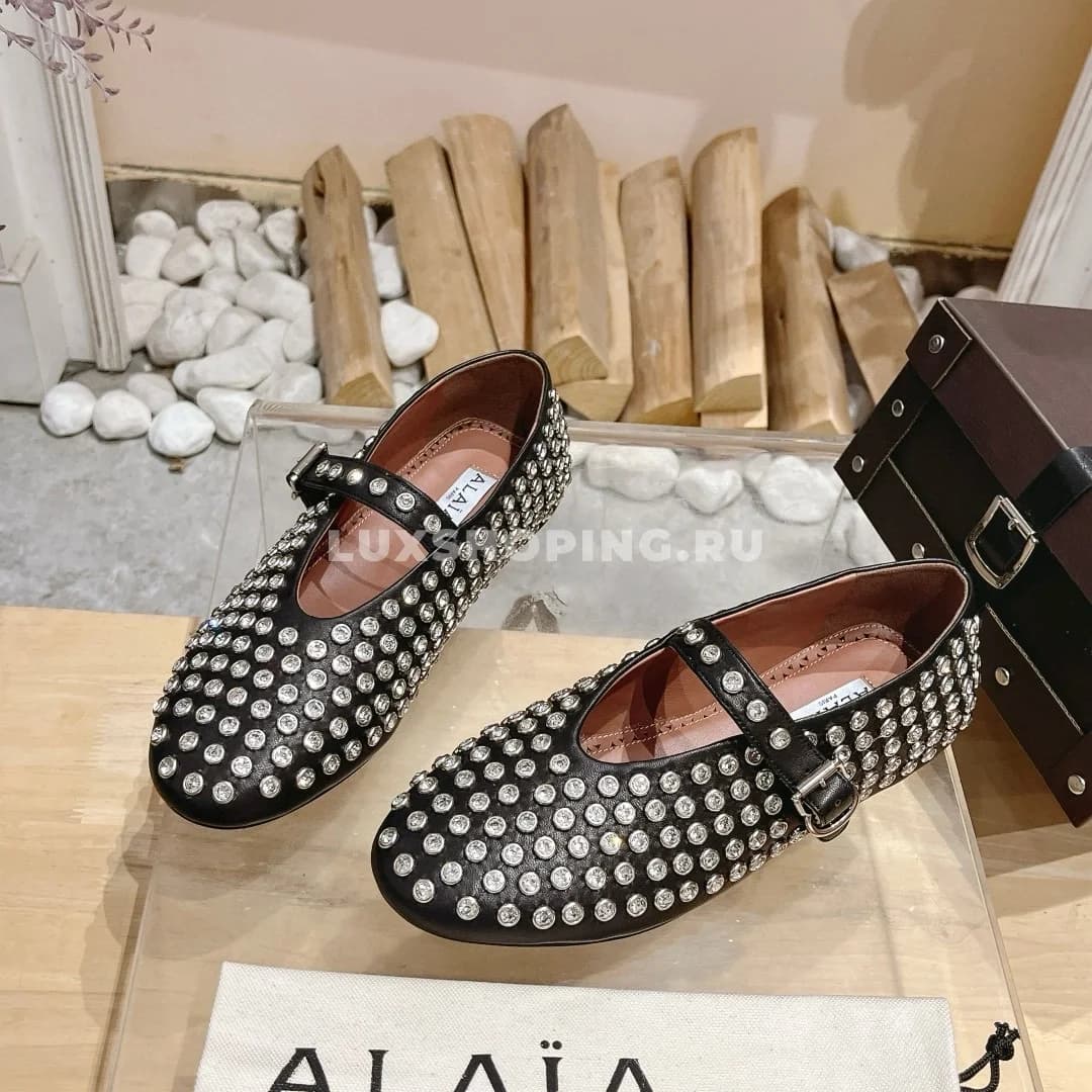 Балетки ALAÏA Crystal-Embellished черные - фото 3
