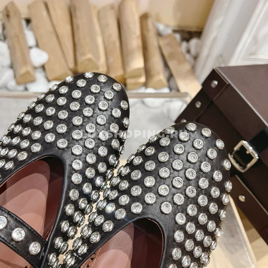 Балетки ALAÏA Crystal-Embellished черные - фото 7