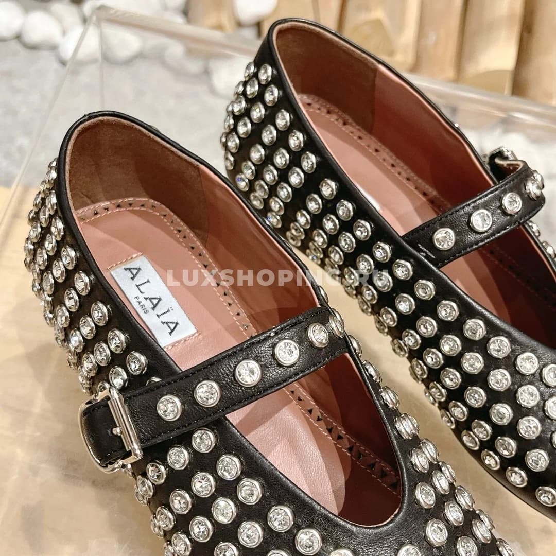Балетки ALAÏA Crystal-Embellished черные - фото 9
