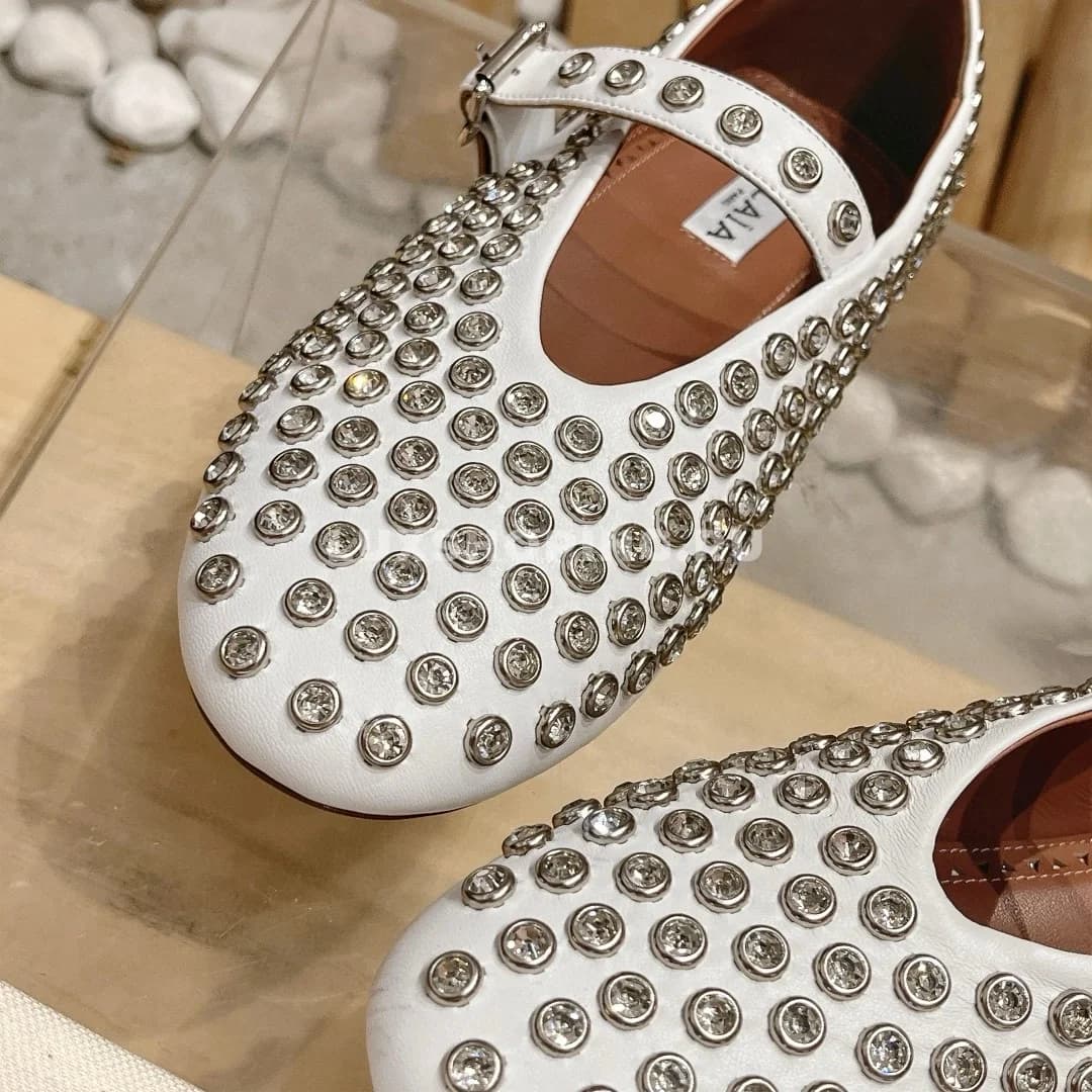 Балетки ALAÏA Crystal-Embellished белые - фото 8